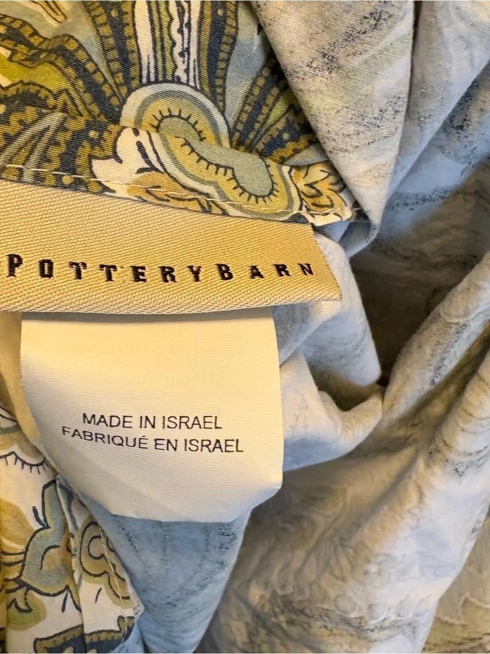 Pottery Barn Full Queen Duvet Cover Organic Cotton Charlie Paisley Green Blue
